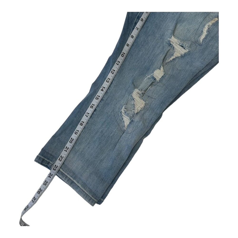 Torrid Denim Crop Skinny Jeans Womens 18 Blue Light Wash Patched Distressed - Picture 6 of 15